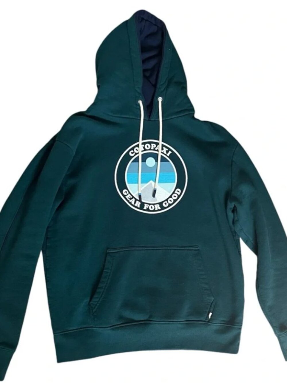 Cotopaxi Green Blue Sunny Side Men's Organic Hoodie Sweatshirt Athletic Small
